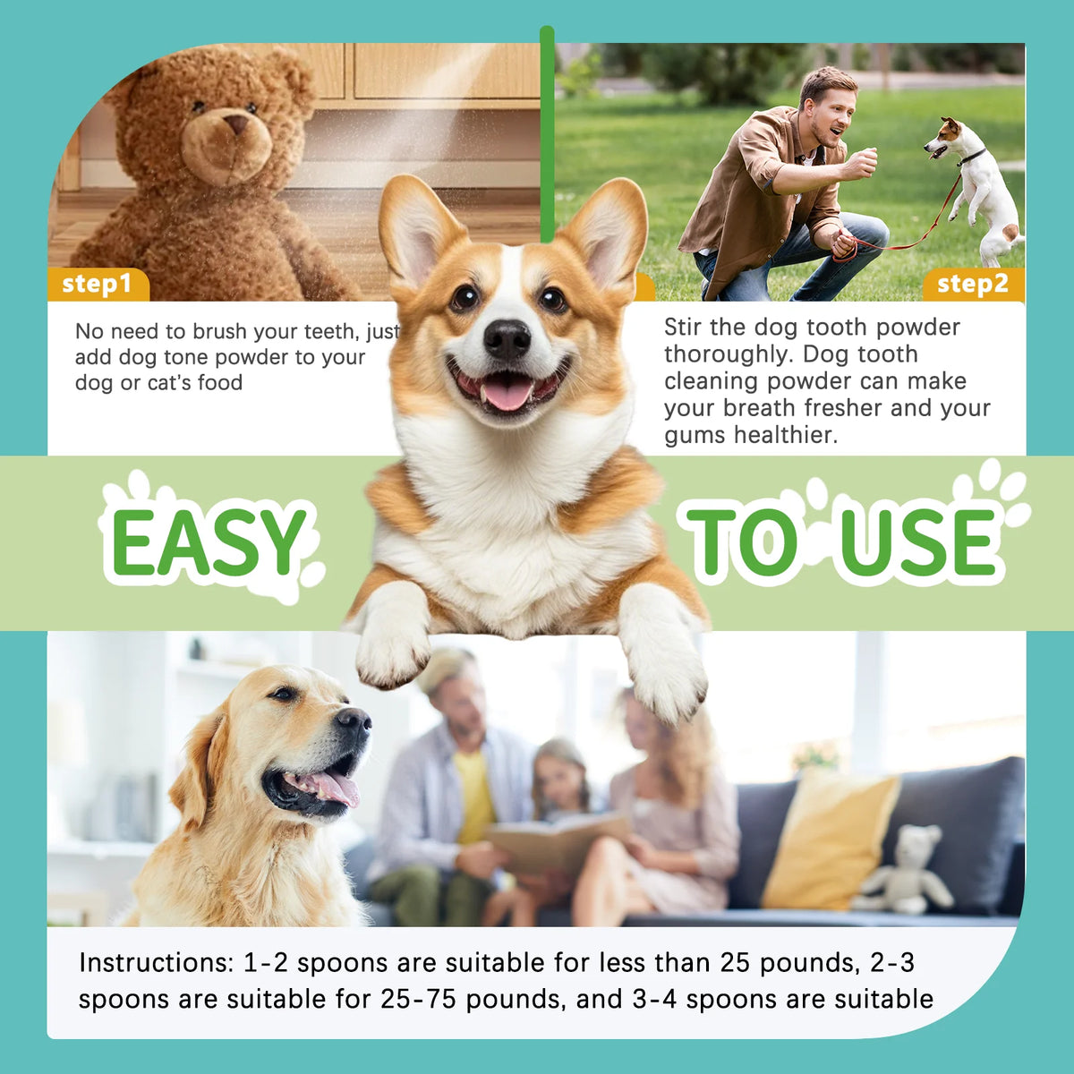 Mint-Flavored Dental Care Powder for Dogs & Cats