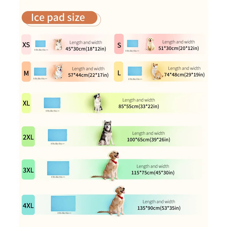 Washable Dog Cooling Mat with Ice Silk Fabric