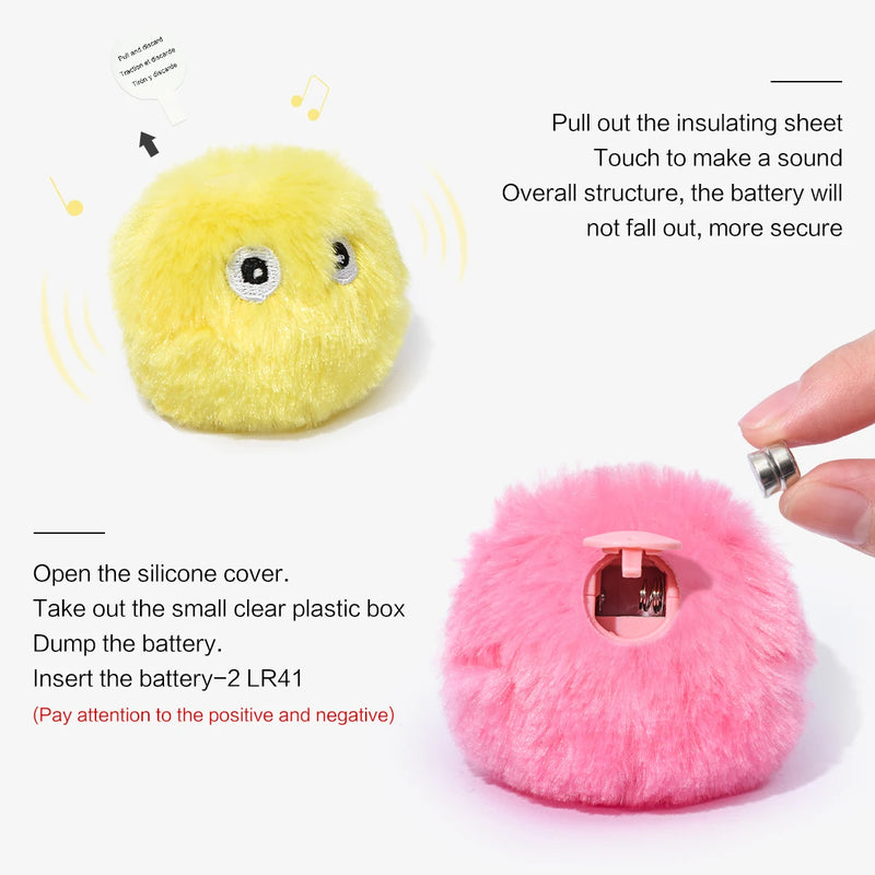 Pelota Interactiva de Peluche para Gatos con Sonidos Realistas
