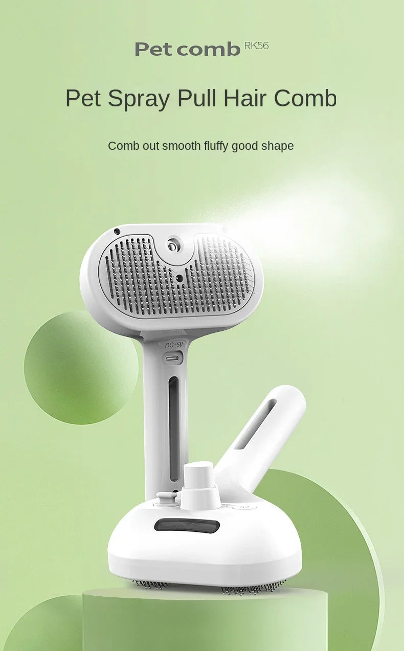 Brosse de toilettage électrique 3-en-1 pour animaux avec vapeur et massage