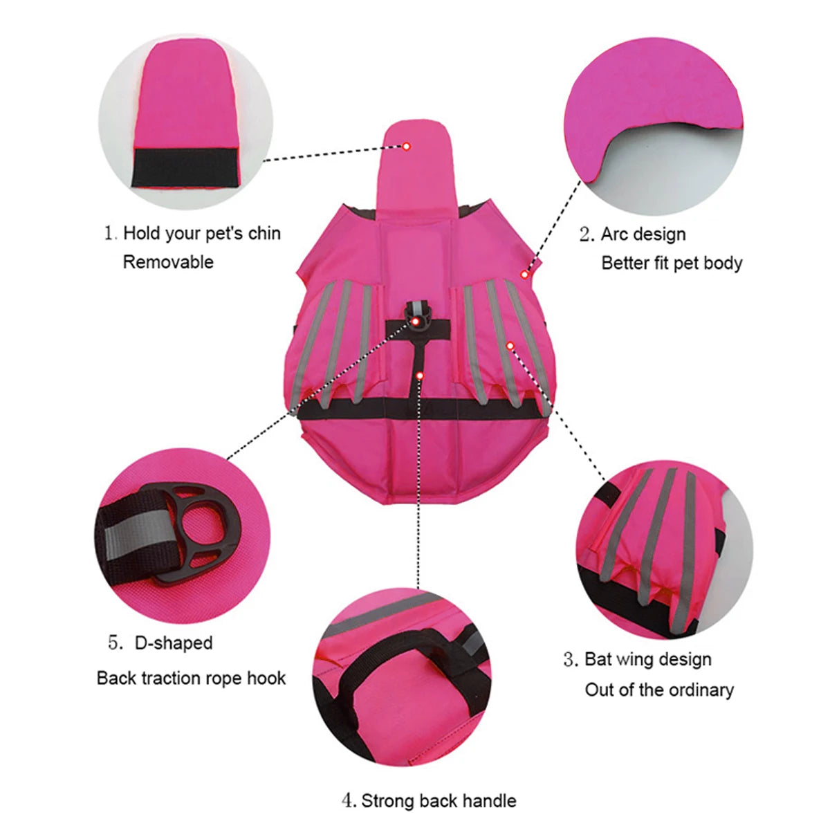 Adjustable Dog Life Jacket with Rescue Handle and High Buoyancy