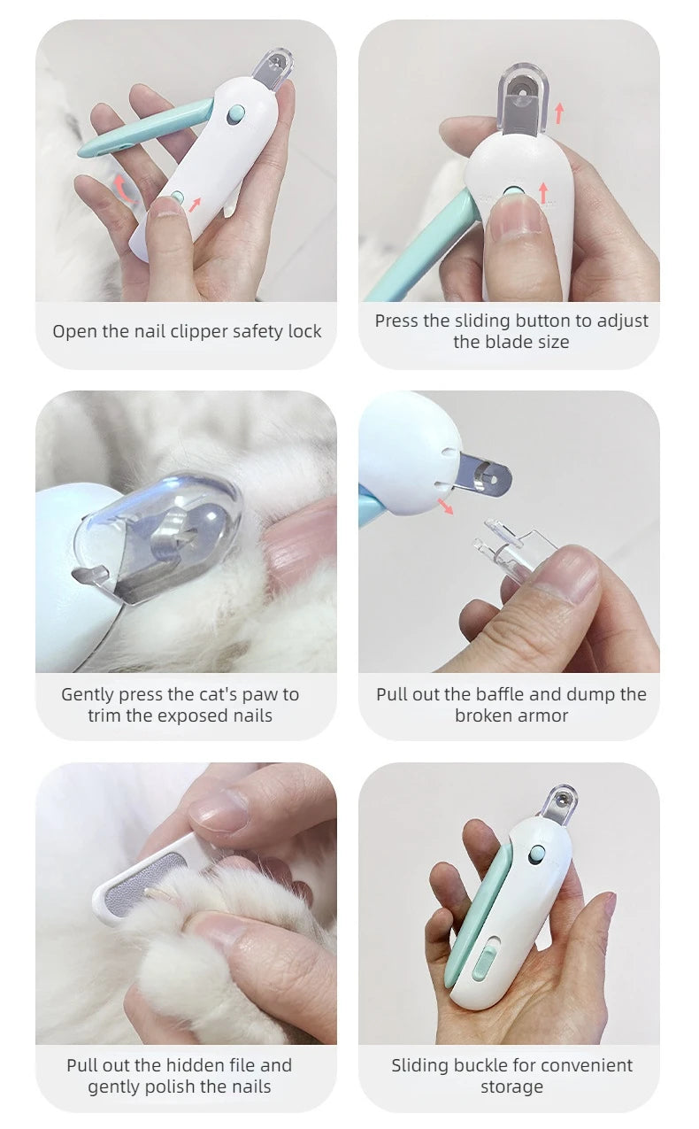 Adjustable Pet Nail Clipper with Anti-Splash Guard and Nail File