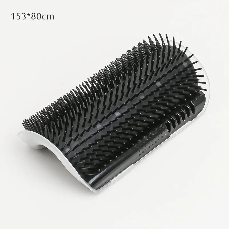 Black silicone massage brush for hair removal with a white handle and self-cleaning feature.