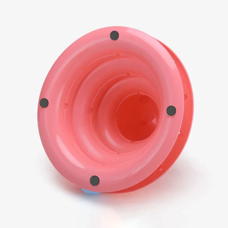 Interactive 3-Tier Cat Turntable Toy with Balls and Scratching Surface