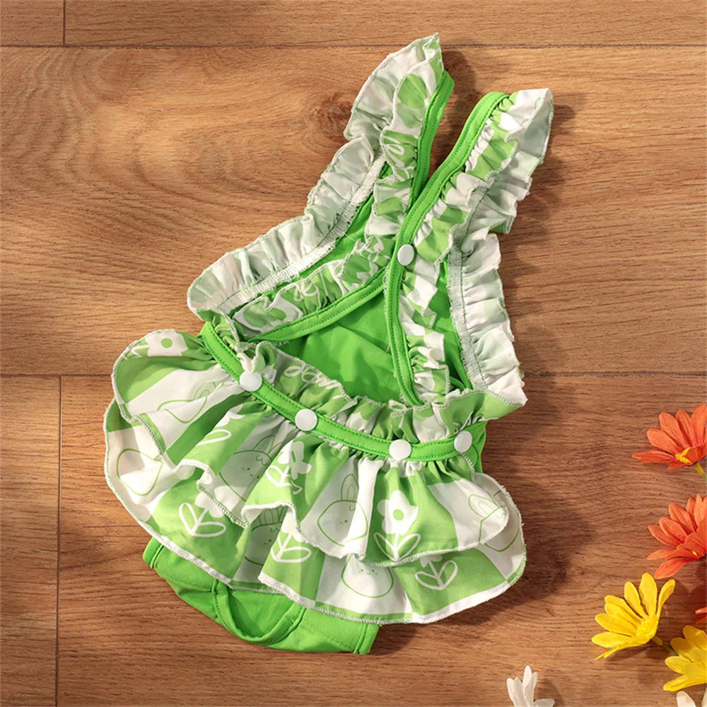 Cute Printed Reusable Dog Diaper Pants for Small Breeds