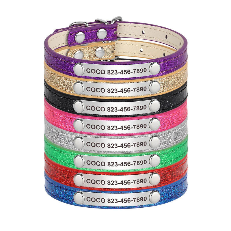 Individuell gravierte Leder-Hundehalsband mit ID-Tag