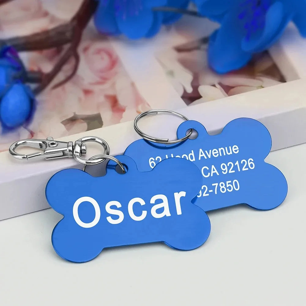 Personalized Bone-Shaped Pet ID Tag with Custom Engraving