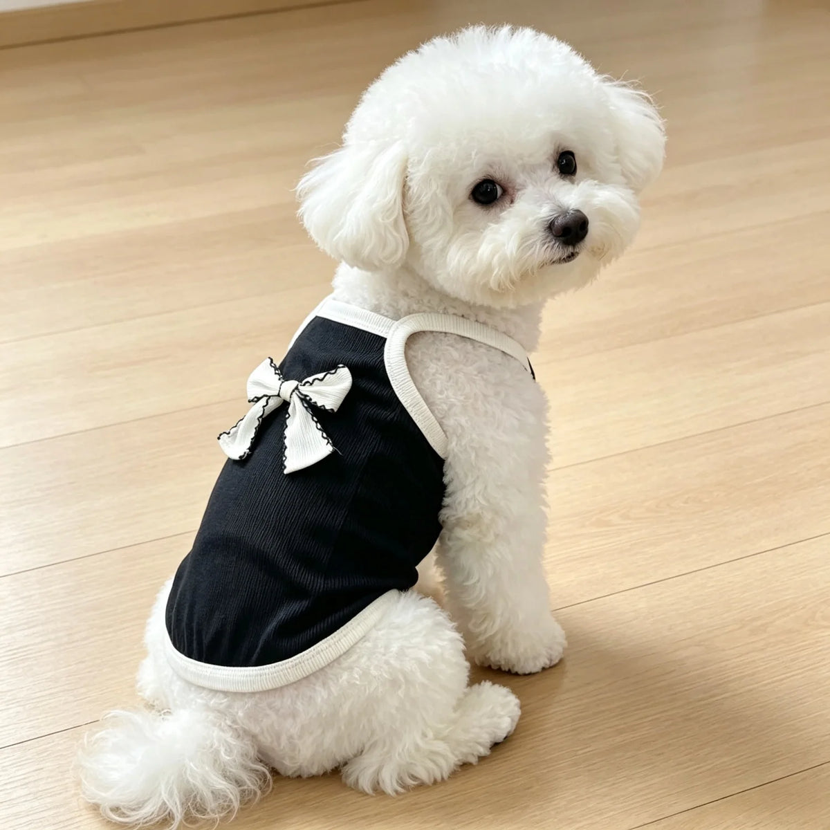 Ribbed Sleeveless Pet Vest with Bow Knot for Small Dogs and Cats