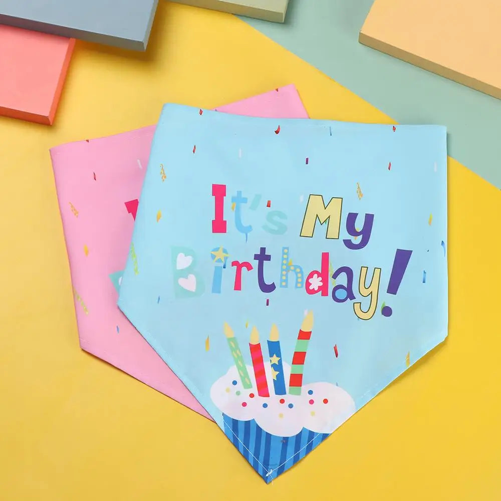 A blue party banner with the text It's My Birthday! and colorful candles on a yellow background.