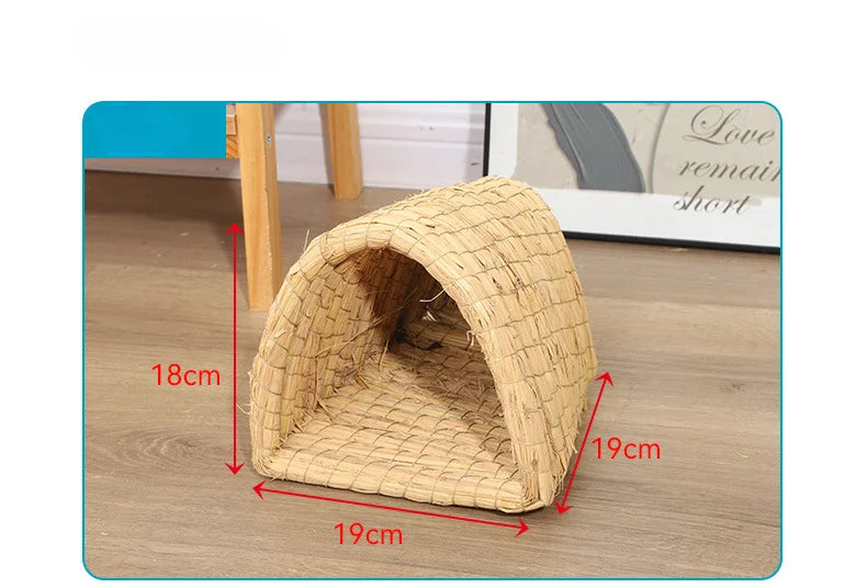 Handwoven Natural Straw Rabbit Grass Mat for Small Pets