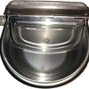 A stainless steel automatic floating water bowl designed for livestock.