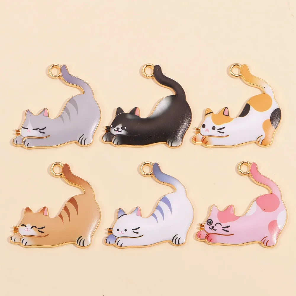 Colorful Cartoon Cat & Animal Enamel Charms for DIY Jewelry Making