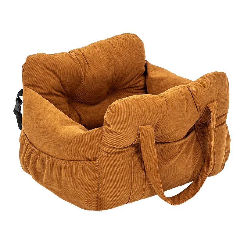 Dog Car Seat with Safety Belt – Non-Slip, Washable Travel Bed for Small Dogs