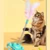 Interactive Cat Turntable Toy with Feather Wand and Rolling Ball
