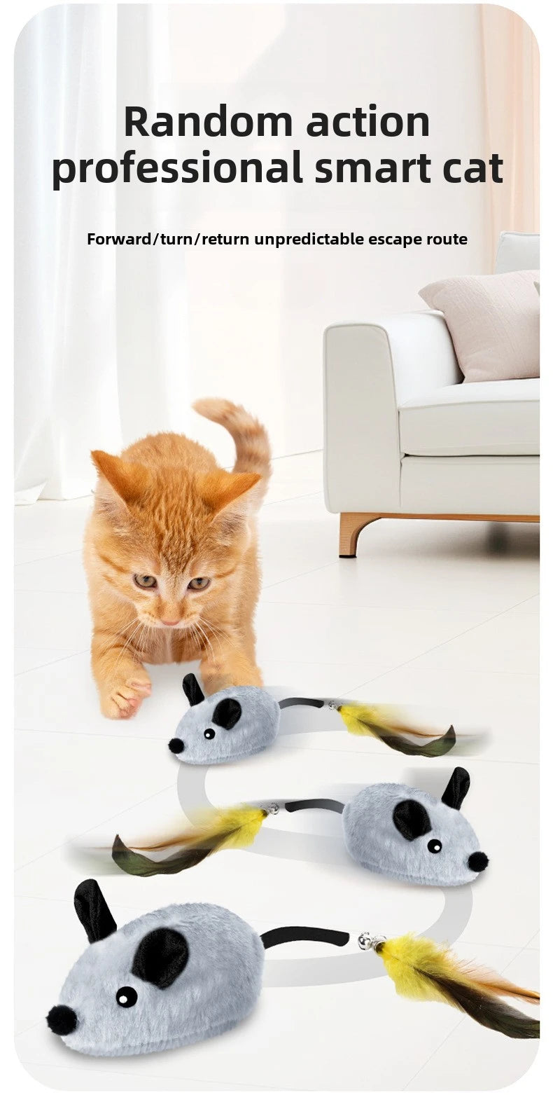 Interactive Motion-Activated Cat Toy Mouse with Squeaky Sounds