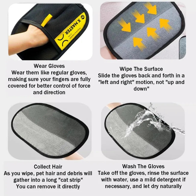 Pet Hair Removal Glove with Two-Way Brush for Cats, Dogs, and Furniture