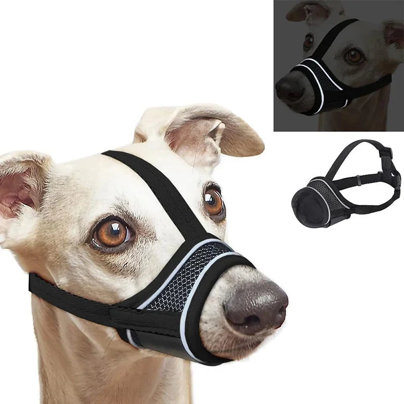 Adjustable Breathable Mesh Dog Muzzle with Reflective Strip