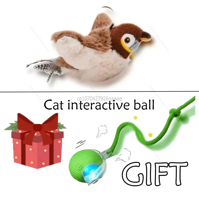 Rechargeable Chirping Bird Cat Toy with Catnip