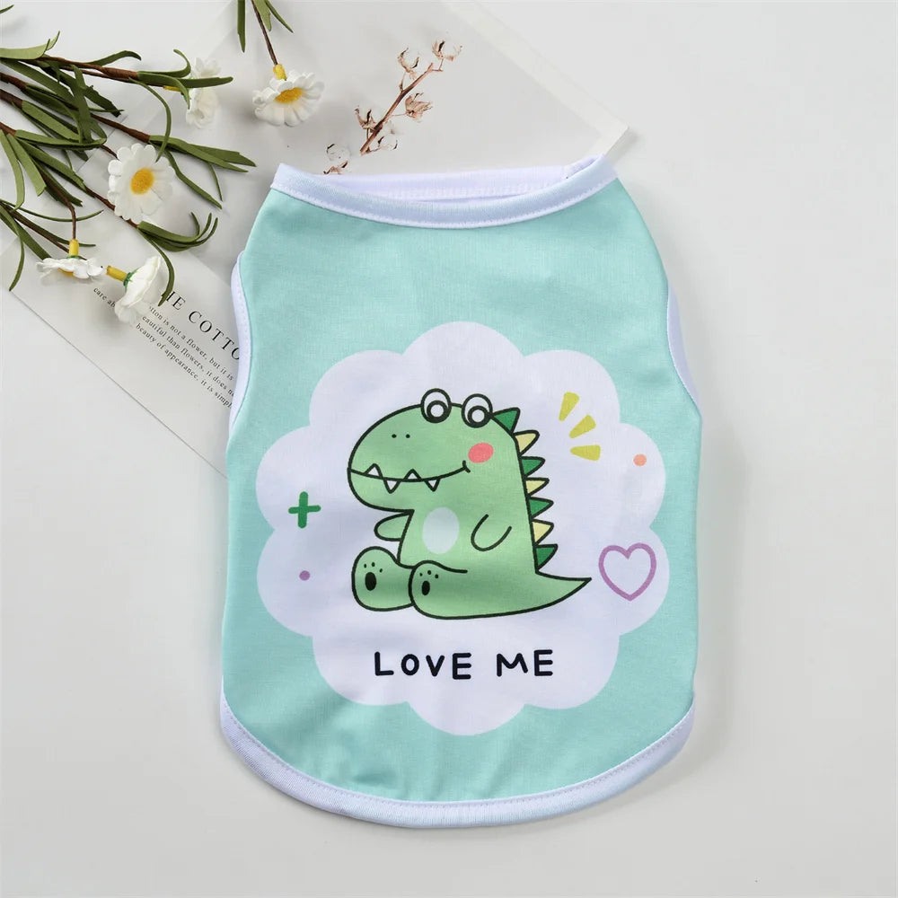 Cute Print Dog Vest Shirt for Small Breeds – Spring & Summer Pet Apparel