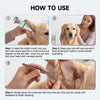 Instructions for using gentle pet ear cleaning powder, showing steps for cleaning the ear canal.