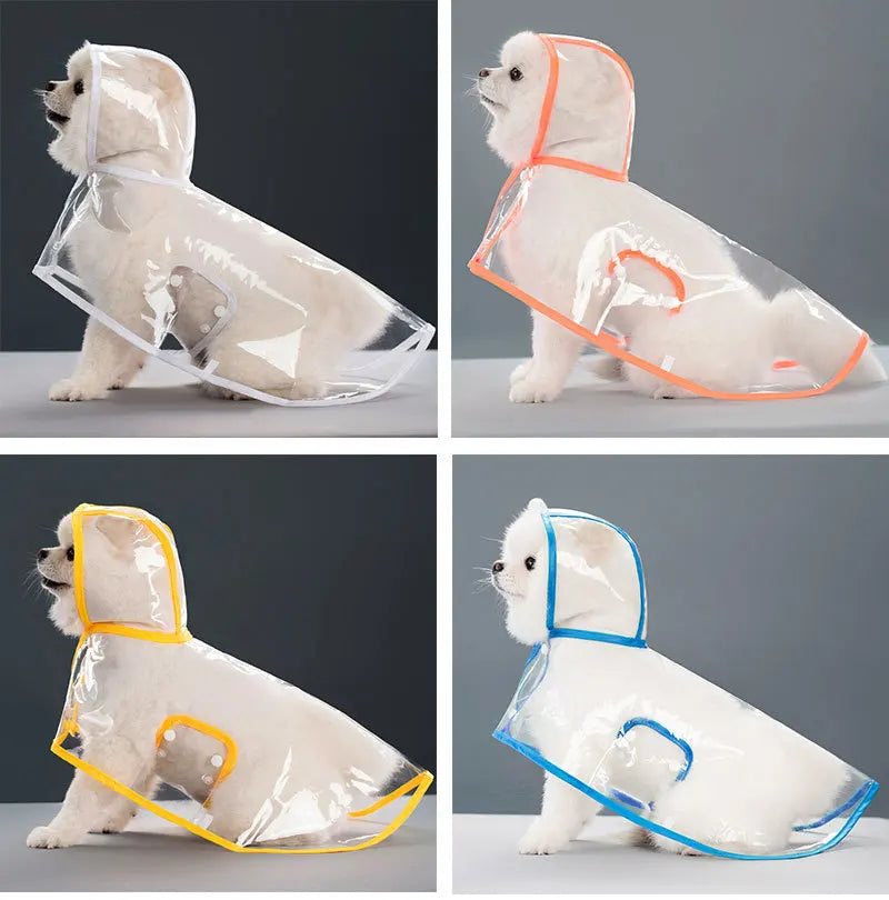 Clear Waterproof Dog Raincoat with Adjustable Hood