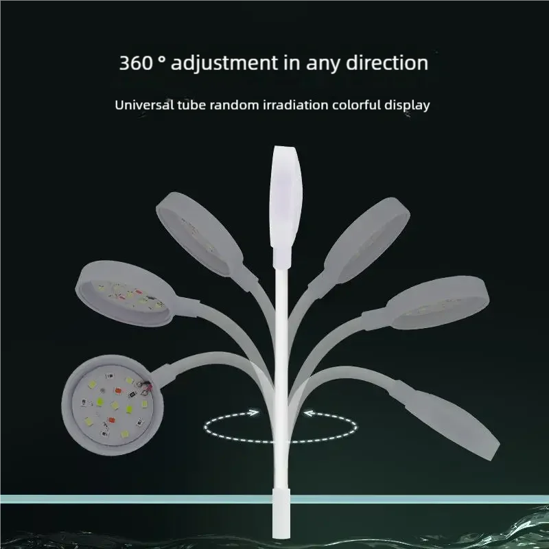 LED Clip-On Aquarium Light with USB Power and 360° Flexible Neck