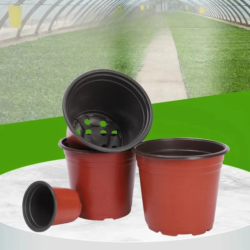 Plastic Plant Nursery Pots with Drainage Holes (Set of 10)