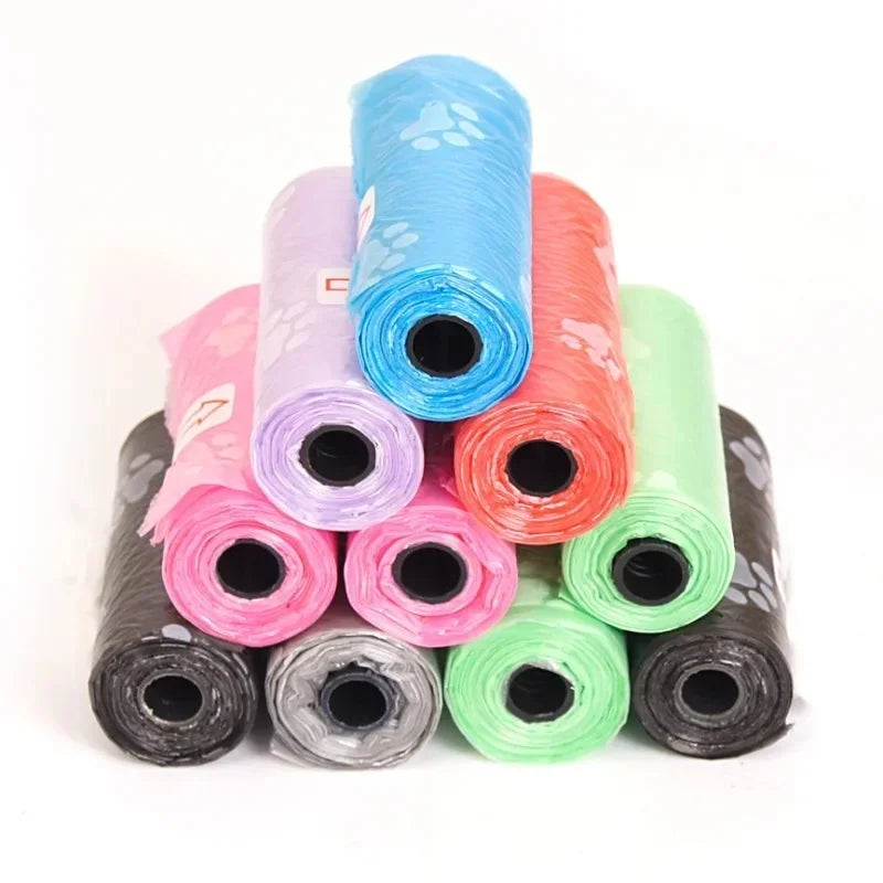 Disposable Dog Waste Bags with Bone-Shaped Dispenser and Leash Clip
