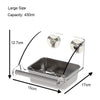 A clear stainless steel pet feeding bowl with a lid and measuring capacity of 430ml.