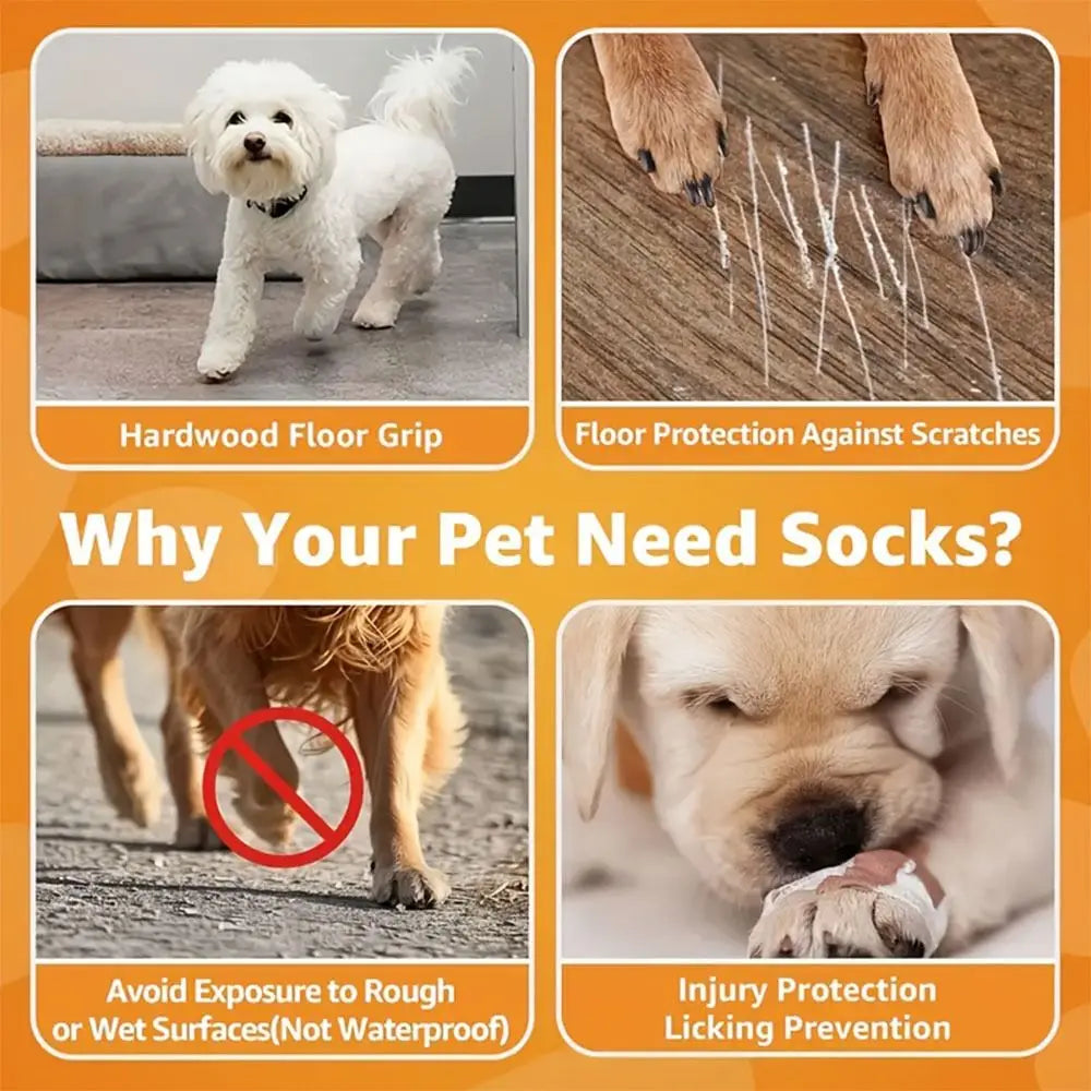 Image showing pet socks designed for hardwood floor grip, scratch protection, and injury prevention during licking.