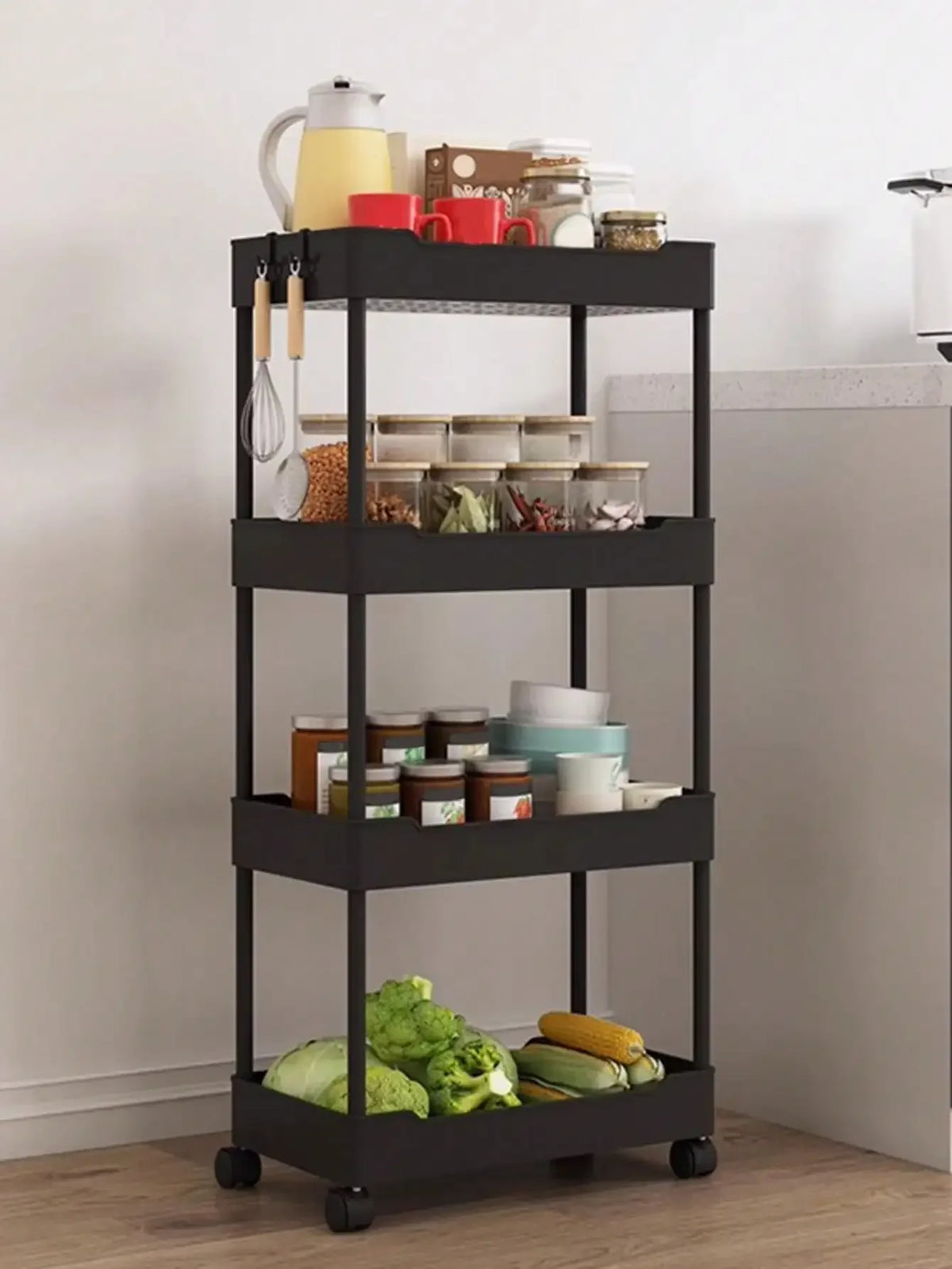 Rolling Utility Storage Cart with 3/4 Tiers