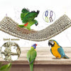 Hand woven natural fiber hammock for a parrot or small bird