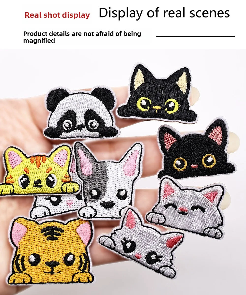 Cat Embroidered Iron-On Patch – Cute Pocket-Sized Appliqué for Clothing & Crafts