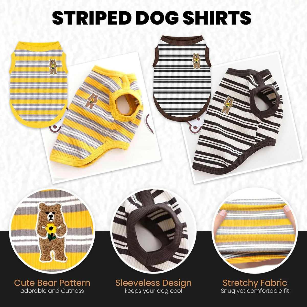 Striped Stretchy Pet Tank Top for Cats and Small Dogs