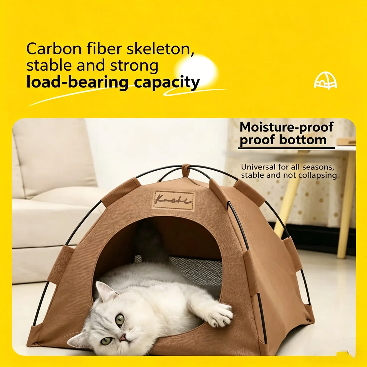 Foldable Semi-Enclosed Pet Tent Bed for Small Dogs and Cats