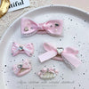 Pink Bow Pet Hair Clip with Rhinestone & Pearl Accents
