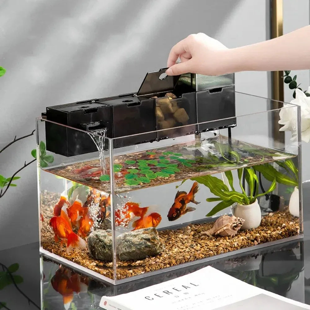 Three-in-One External Aquarium Filter with Oxygenation and Bio-Filtration