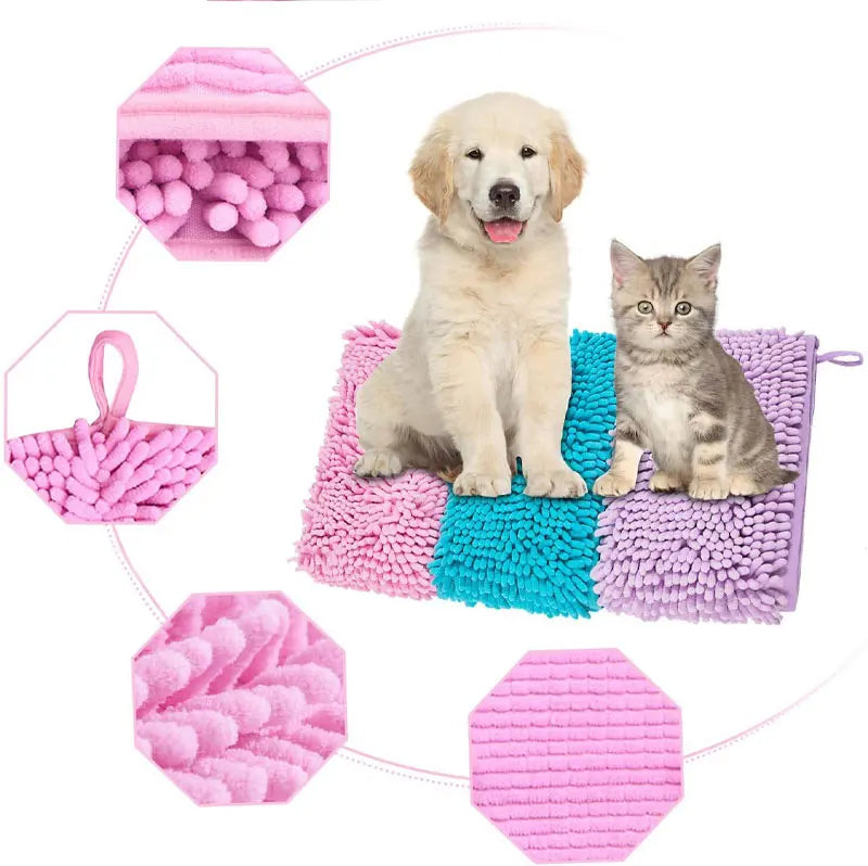 Ultra-Absorbent Chenille Pet Bath Towel with Massage Effect