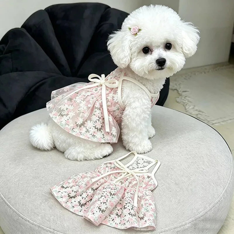 Sakura Princess Floral Dog Dress for Small Breeds