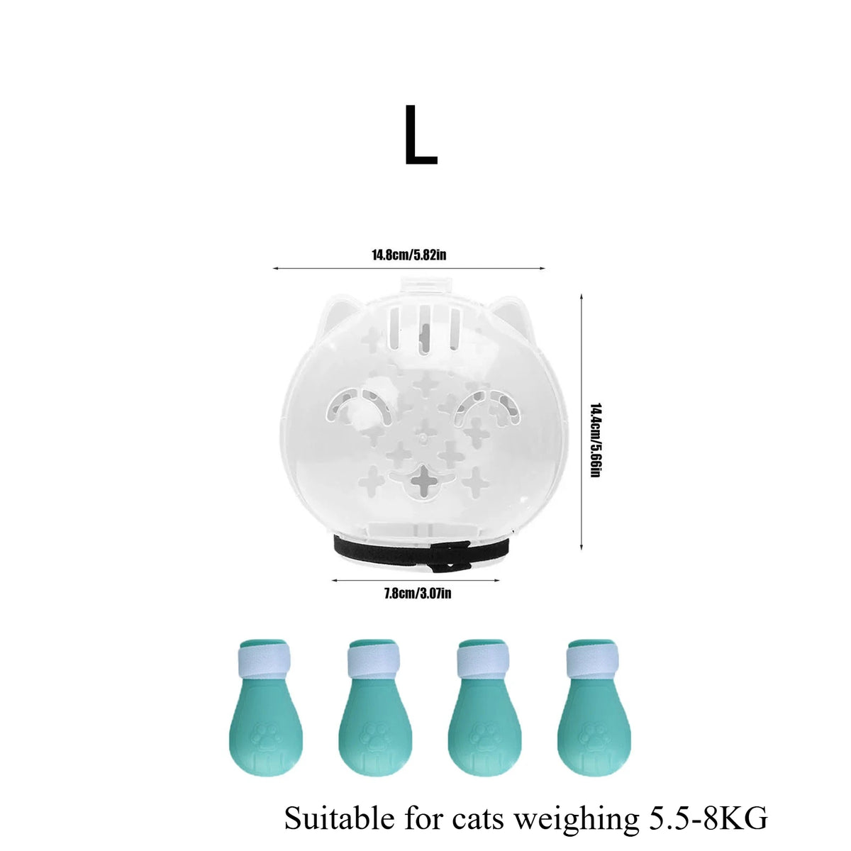 Muzzle et botte à griffes pour chat blanc, avec plusieurs options en silicone coloré