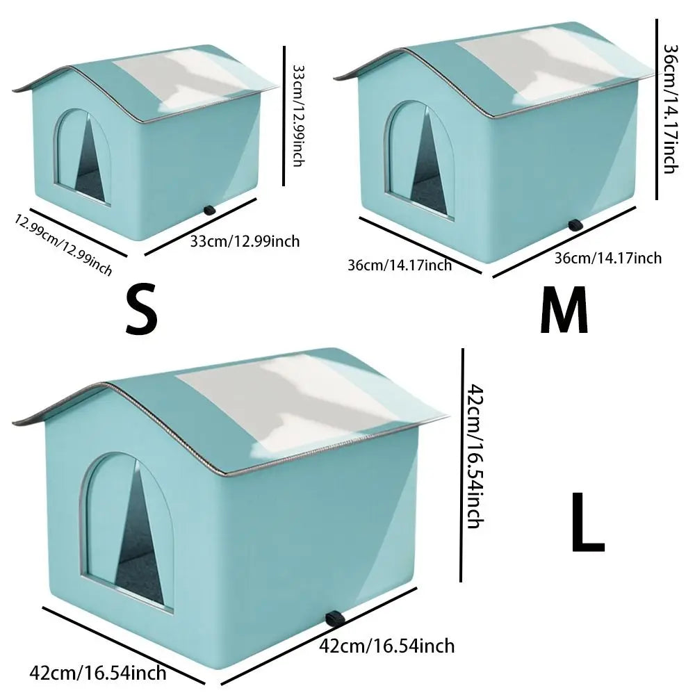 Foldable Waterproof Insulated Cat House with Thermal Lining