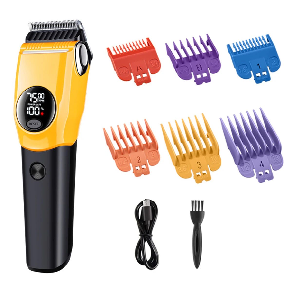 Professional Cordless Pet Grooming Clipper with LED Light and 6 Guide Combs