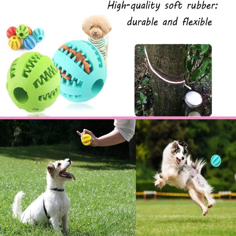 Interactive Rubber Dog Toy Ball with Treat Dispenser