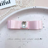 Pink Bow Pet Hair Clip with Rhinestone & Pearl Accents