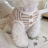 Striped Waffle Knit Dog Tank Top with Button Detail