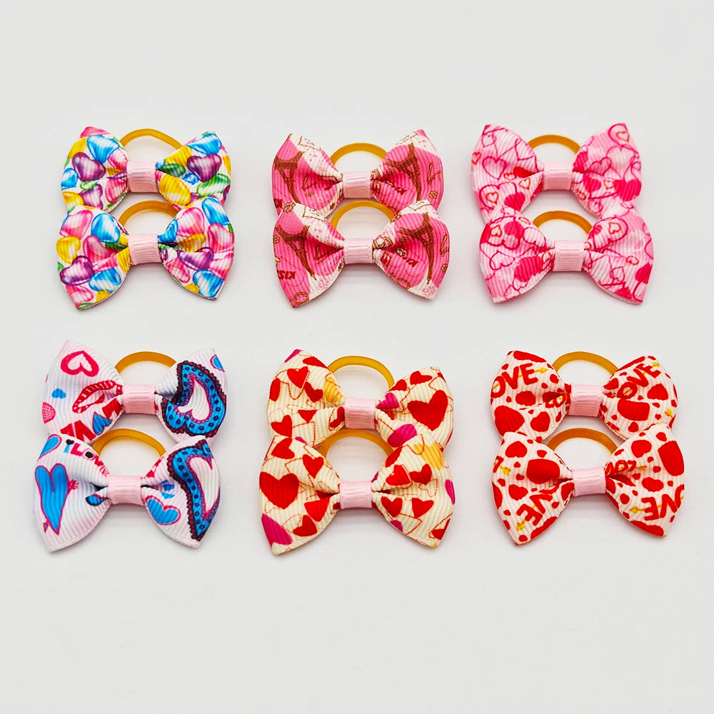 Pet Hair Bows with Elastic Bands (100-Pack)