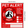 Red window sticker labeled PET ALERT with space for emergency contact information and pet details.