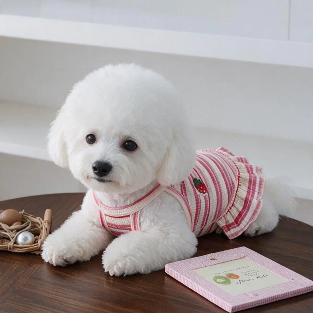 Sweet Strawberry Print Princess Dress for Small Dogs & Cats