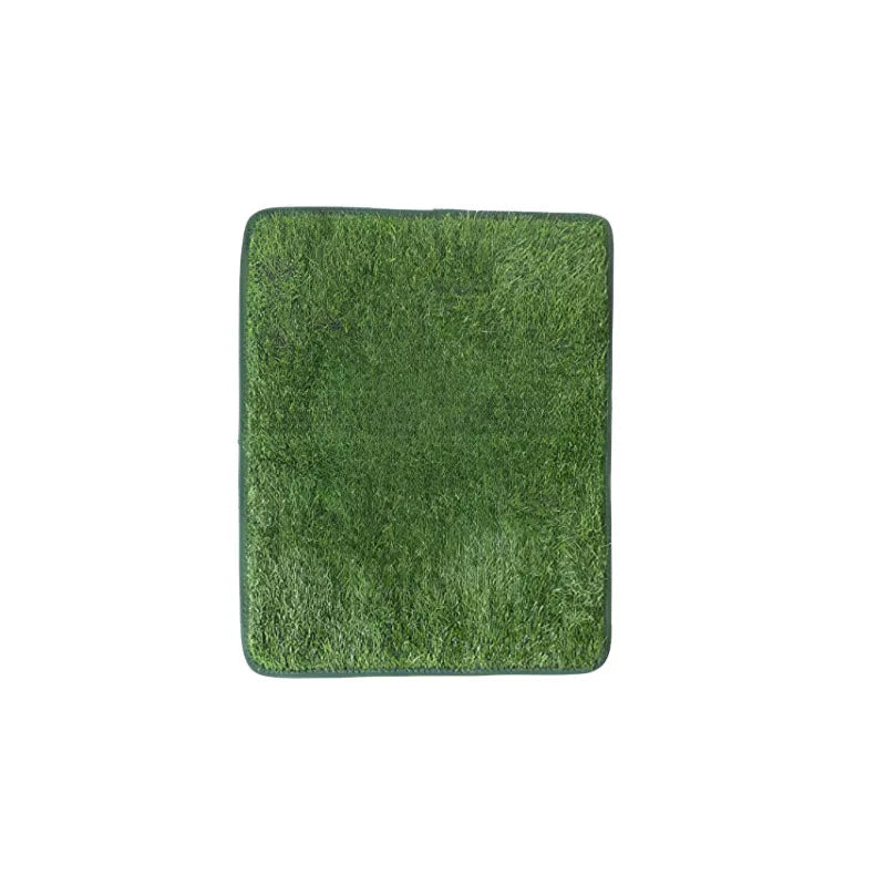 A square, dark green reusable washable dog grass toilet training mat with a non-slip base.