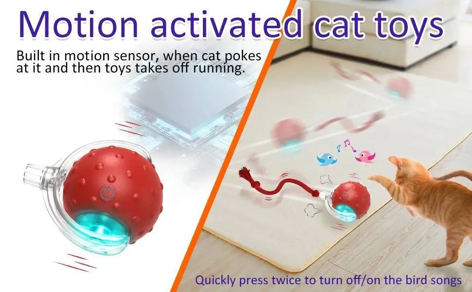 Motion-Activated Cat Toy Ball with Bird Chirping Sounds